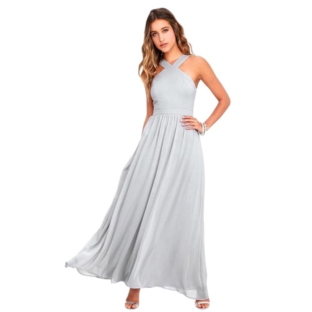 Lulus Air of Romance Grey Maxi Dress